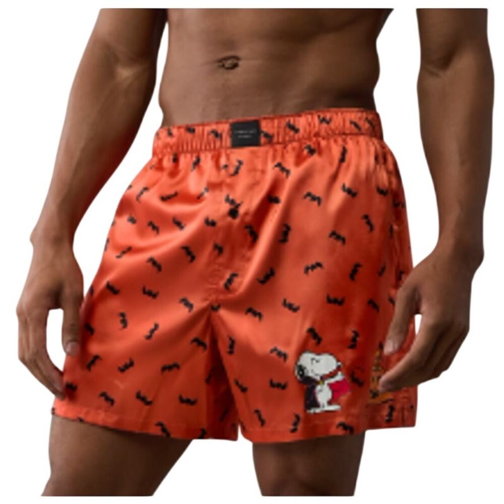 American Eagle Snoopy Bats Satin Pocket Boxer Short Mens Xsmall